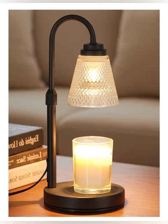 Other - Classic Black Table Lamp with Textured Glass Shade - Home Dining candle warmer